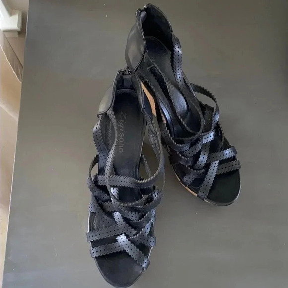 Zigisoho Black Larsen Platform Wedge Sandal 8 - Picture 2 of 7